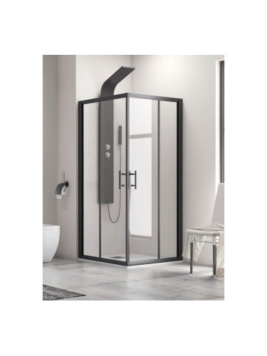 Правоъгълна душ кабина Flora черен профил