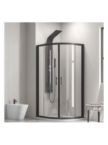 Овална душ кабина Flora черен профил