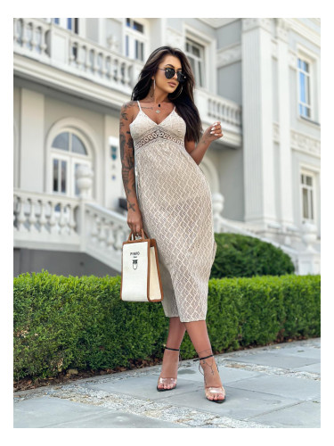 Edoti Strapless richelieu and lace maxi dress