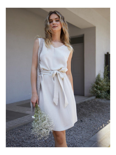 Edoti Midi dress, wide straps with linen