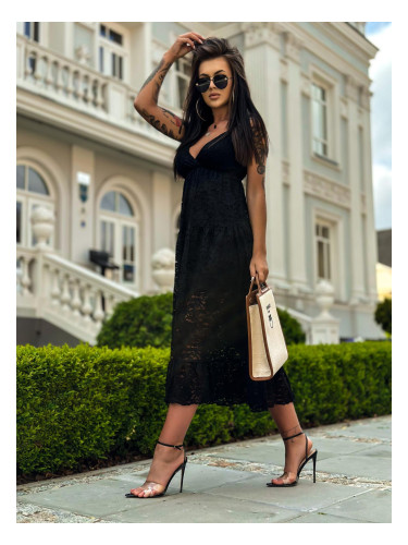 Edoti Thin strap lace maxi dress