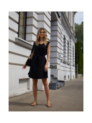 Edoti Midi dress, wide straps with linen