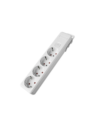 Разклонител, 4-ка, без кабел, 230VAC, 16A, бял, с ключ, BY72-00240