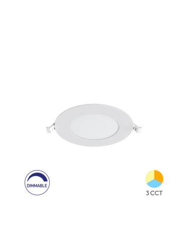 LED панел, 6W, 230VAC, 470lm, 3в1 цвята, IP40, ф128x26mm, димируем, BP01-90680, кръг