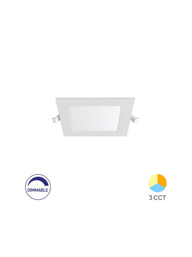 LED панел, за вграждане, 4W, квадрат, 230VAC, 280lm, 3в1 цвята, 90х90mm, BP02-90480, димируем