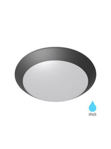 Плафон BG37-00712 E27, 23W, 230VAC, ф265x90mm, IP65, сив