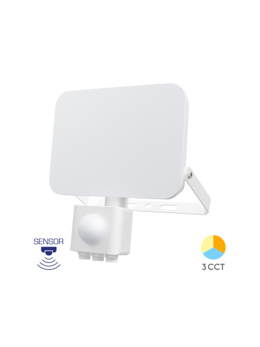 LED прожектор със сензор, 30W, 230VAC, 2850lm, 3в1 цвята, IP65, BT60-63080