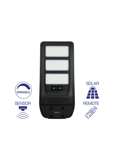 Соларна LED улична лампа със сензор, 50W, 3.2VDC, 2000lm, 6500K, студенобяла, IP65, BT43-05031