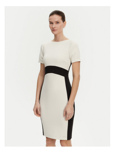 Calvin Klein Коктейлна рокля K20K208161 Екрю Slim Fit