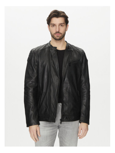 Mustang Кожено яке Rivo 310-24-050 Черен Regular Fit