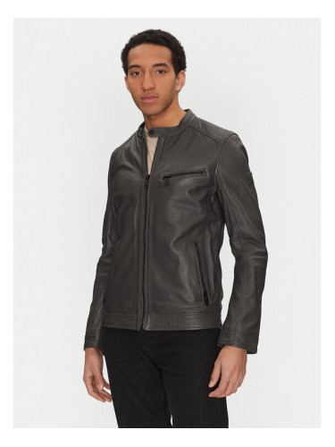 Mustang Кожено яке 310-24-055 Сив Regular Fit