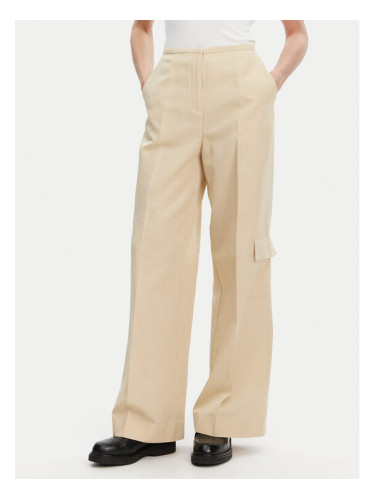Calvin Klein Текстилни панталони K20K208168 Бежов Wide Leg
