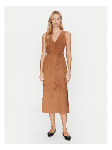 Munthe Кожена рокля Filom 251132025116 Кафяв Regular Fit