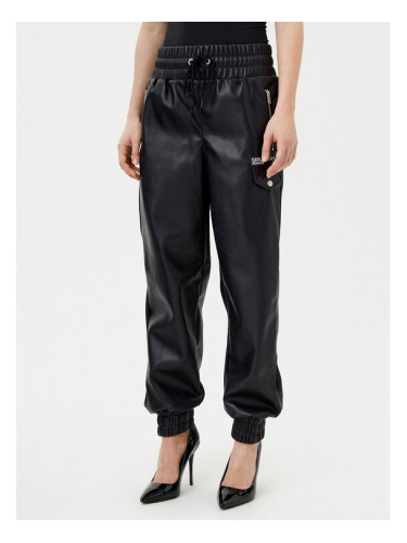 Karl Lagerfeld Jeans Панталони от имитация на кожа A1W10059 Черен Regular Fit