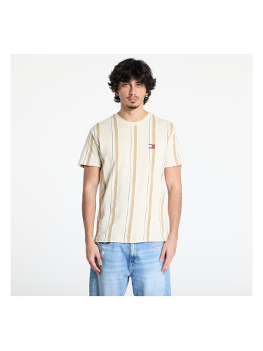 Тениска Tommy Jeans Regular Vertical Stripe Tee Beige M