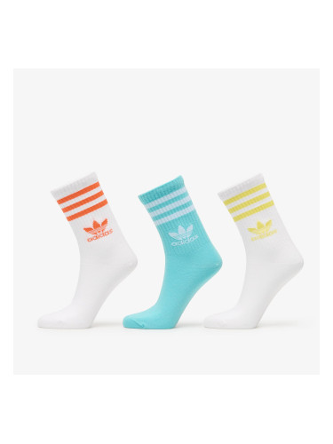 adidas 3 Stripes Crew Sock 3-Pack White/ Easy Mint/ White L