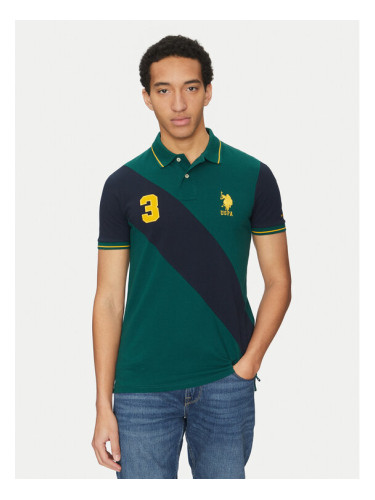 U.S. Polo Assn. Тениска с яка и копчета MUP3996 Зелен Regular Fit
