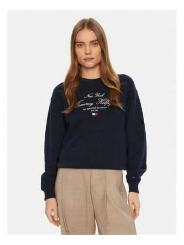 Tommy Hilfiger Суитшърт Modern Script WW0WW43844 Тъмносин Regular Fit