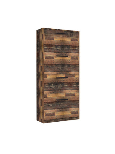 ШКАФ ЗА ОБУВКИ ЛЕОН С 4 ВРАТИ 64/19/157,4  СМ ВЪВ ВИНТИДЖ СТАЙЛ С ЧЕРНИ ДРЪЖКИ