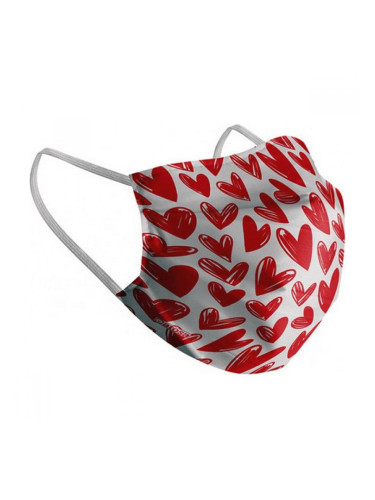 Хигиенна Маска от Плат за Многократна Употреба Сърце Детски - 10-12 години