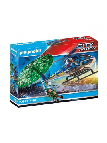 Playset  City Action Police helicopter: Parachute Chase Playmobil 70569 (19 pcs)