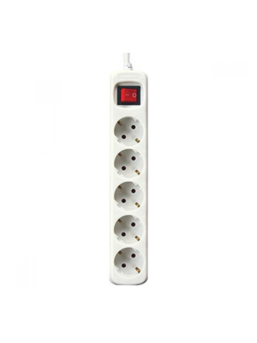 Контакт - 5 изхода с копче Silver Electronics Бял - 1,5 m