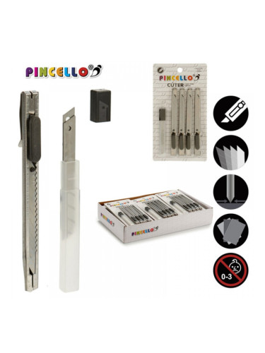 Макетен нож Черен Метал (1,5 x 18,5 x 10 cm) (4 Части)