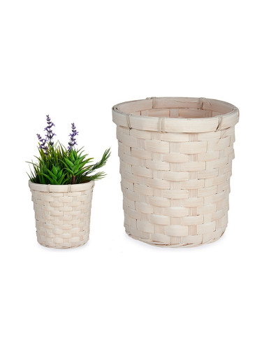 Саксия Бял PVC Бамбук (17 x 15 x 17 cm)