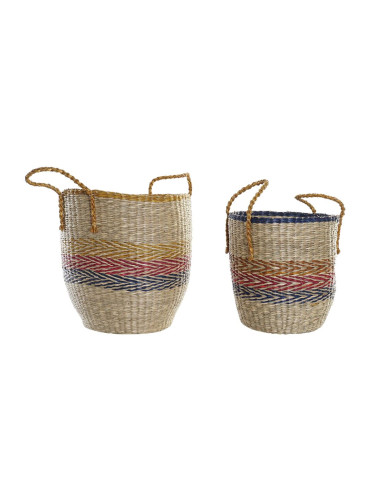 Игра на Кошници DKD Home Decor Оранжев Зелен Морска трева (35 x 22 x 46 cm) (2 pcs)