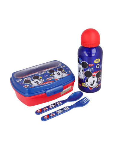 Комплект Детски Пособия Mickey Mouse Happy Smiles Червен Син (21 x 18 x 7 cm) (4 Части)