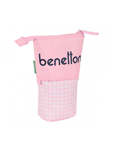 Ученически Несесер Benetton Vichy, Цип, Розов 