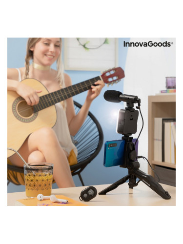 Комплект Vlogging със Светлина, Микрофон и Дистанционно Управление Plodni InnovaGoods 6 Части