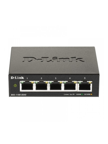 Суич D-Link ‎DGS-1100-05V2/E 5xGbE (След ремонт A)