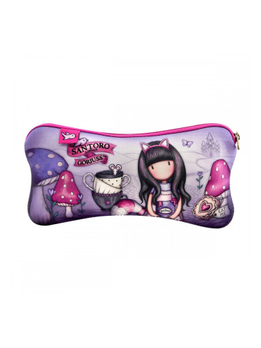 Ученически Несесер Gorjuss Cheshire cat, Лилав 