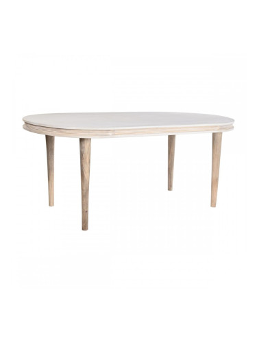 Трапезна маса DKD Home Decor Златен Бял Месинг Дърво манго (180 x 90 x 76 cm)