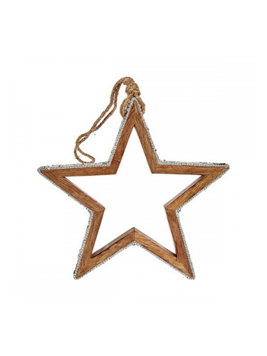 Коледна Украса Звезда Пурпурин Дървен Юта (23 x 2,5 x 40 cm)