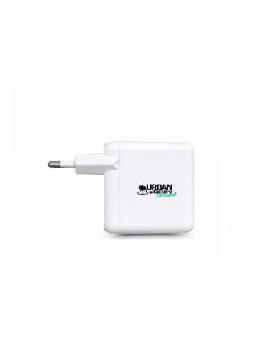 Зарядно за стена + USB кабел C Urban Factory GSC65UF Бял