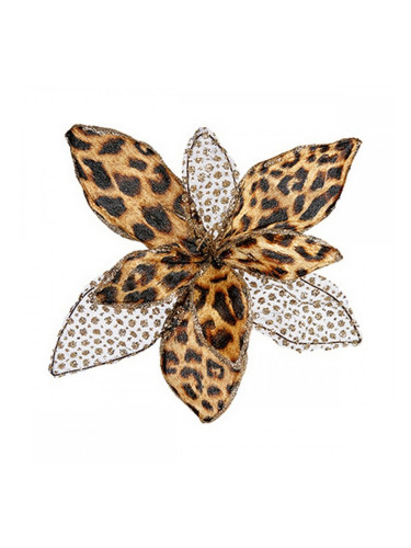 Декоративно Цвете Леопард 24 cm Коледа Кафяв