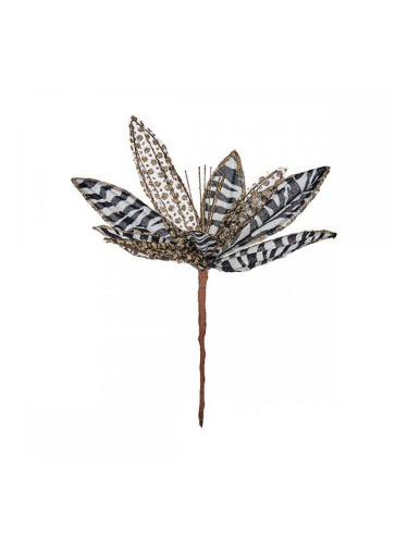 Декоративно Цвете 22 cm Коледа Черен Бял