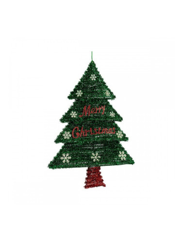 Декорация Коледно дърво Червен Сребрист Зелен Пластмаса полипропилен (44 x 58,8 x 7 cm)
