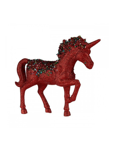 Декоративна фигурка Еднорог Червен Син (9,5 x 31 x 40 cm)