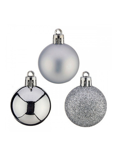 Коледни топки Ø 4 cm 12 броя Сребрист PVC