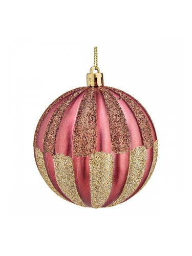 Коледни топки 6 броя Розов Пластмаса