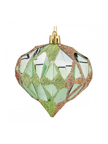 Коледни топки Диамант Ø 8 cm 6 броя Зелен Пластмаса