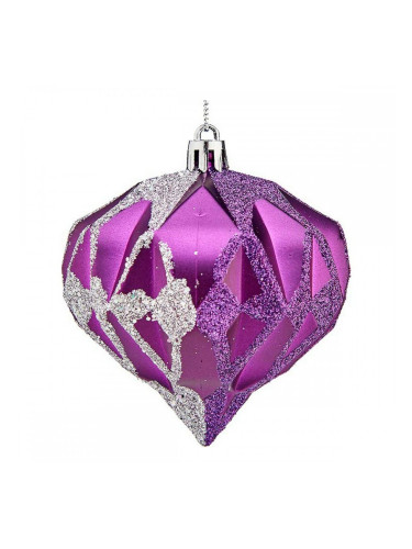 Коледни топки Диамант Ø 8 cm 6 броя Сребрист Лилав Пластмаса