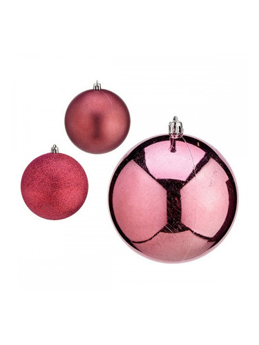 Коледни топки Ø 10 cm 6 броя Розов Пластмаса
