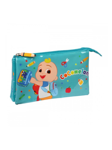 Троен Моливник CoComelon Back to class Светло син (22 x 12 x 3 cm)