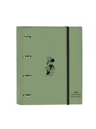 Папка с пръстени Minnie Mouse Mint shadow Военно зелено (27 x 32 x 3.5 cm)
