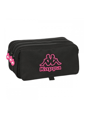 Троен Моливник Kappa Black and pink Черен (21,5 x 10 x 8 cm)