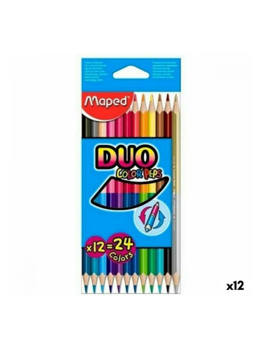Цветни моливи Maped Duo Color' Peps	 Многоцветен 12 Части Двойно завършване (12 броя)